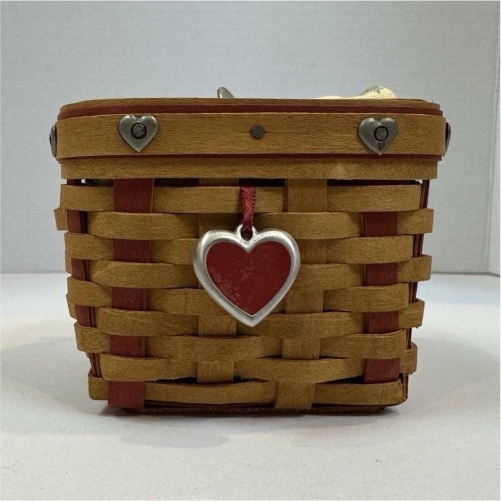 Longaberger Square Storage Basket Heart Floral Liner Retired 2002, Valentines